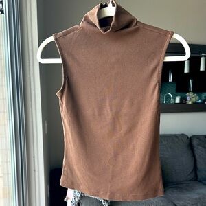 House of Harlow Brown Sleeveless Turtleneck Top